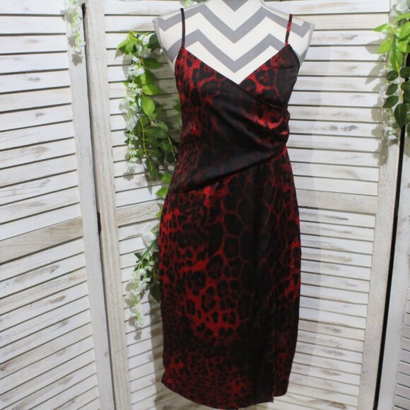 Nasty Gal Dresses & Skirts - Pretty little thing red/black leopard print slip dress (944)